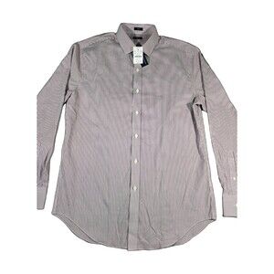 NWT J. Crew Mens Large Classic Pinstripe Red White Long Sleeve Dress Shirt Tags